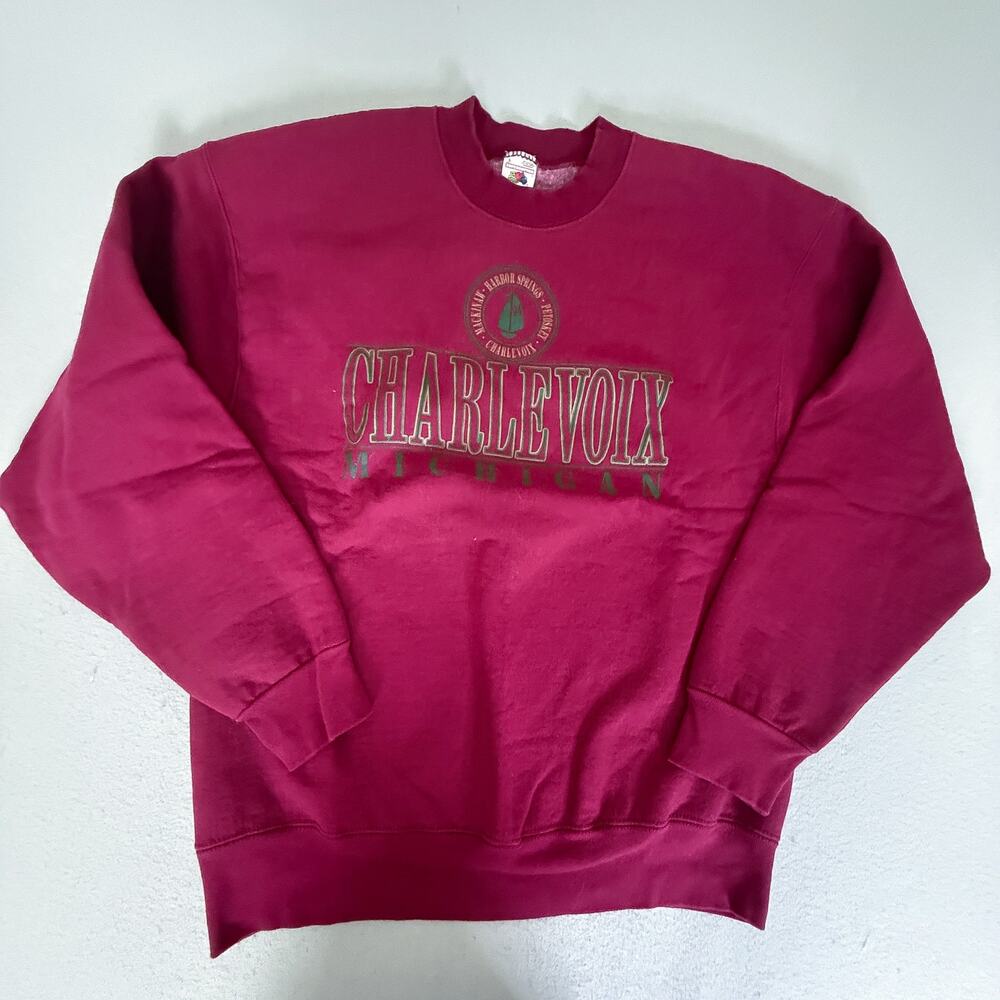 Vintage Fruit of the Loom Charlevoix Michigan Crewneck Sweatshirt USA L